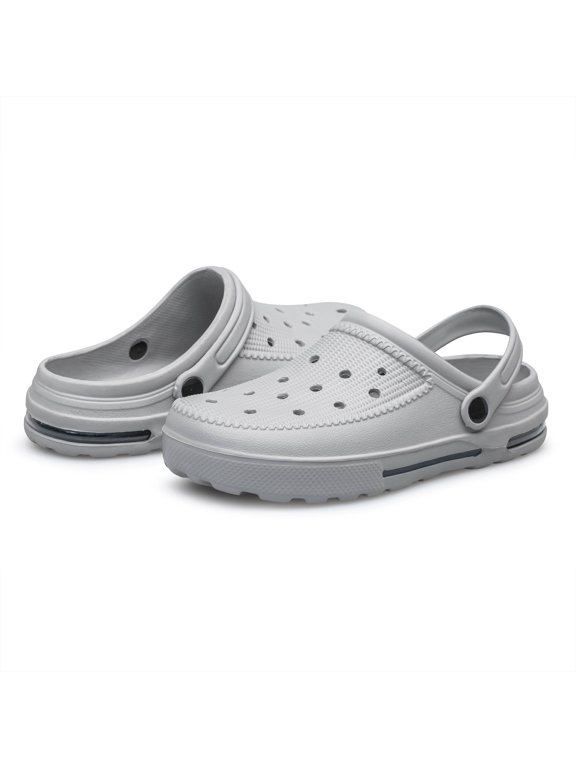 Mens Clogs Slip-on Garden Shoes Comfortable Sandals Lightweight Slippers Beach Shoes Light Gray