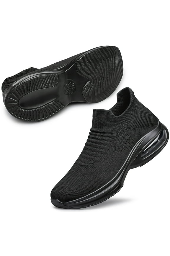 Womens Sock Walking Shoes Slip On Lightweight Comfort Casual Running Sneakers Black