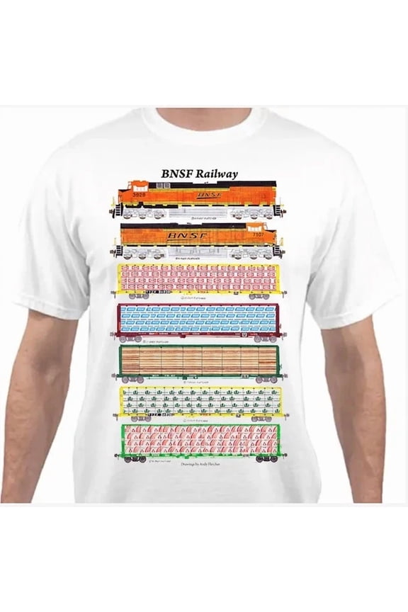 BNSF Lumber Train Railroad T-Shirt by Andy Fletcher