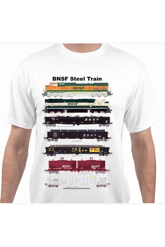 BNSF Steel Train Railroad T-Shirt by Andy Fletcher