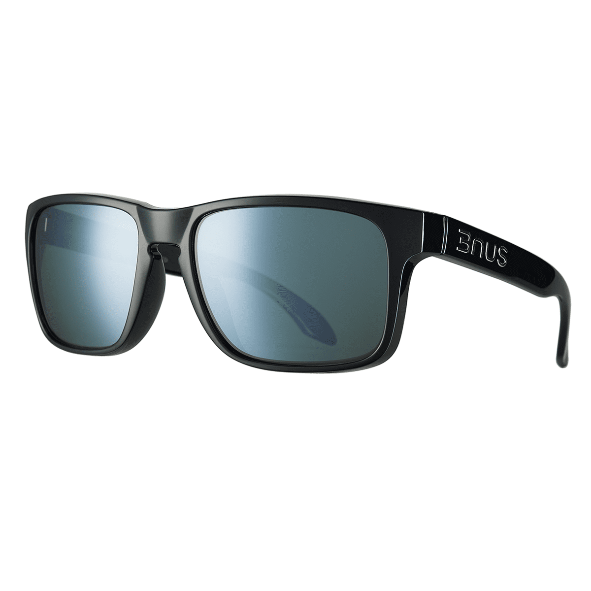 Bnus Polarized Sunglasses For Men Women Corning Real Glass Lens With Spring Hinges Shiny Black