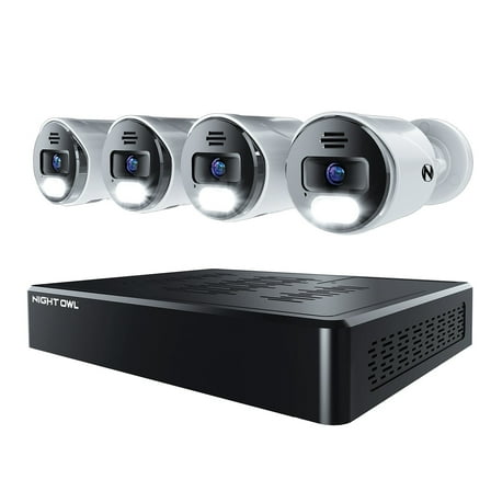 Night Owl Power over Ethernet 12 Channel NVR Security System with 2TB Hard Drive and 4 Wired IP 4K Deterrence Cameras