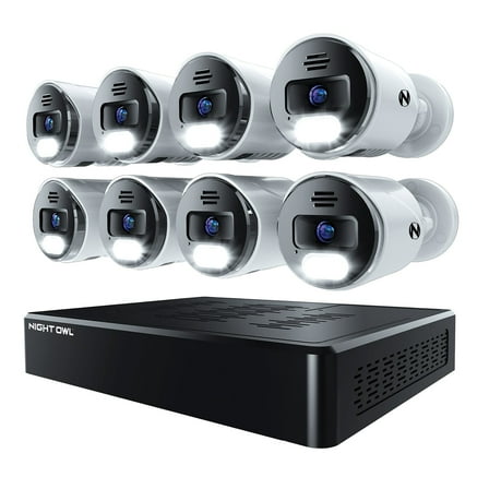 Night Owl Power over Ethernet 12 Channel NVR Security System with 2TB Hard Drive and 8 Wired IP 4K Deterrence Cameras
