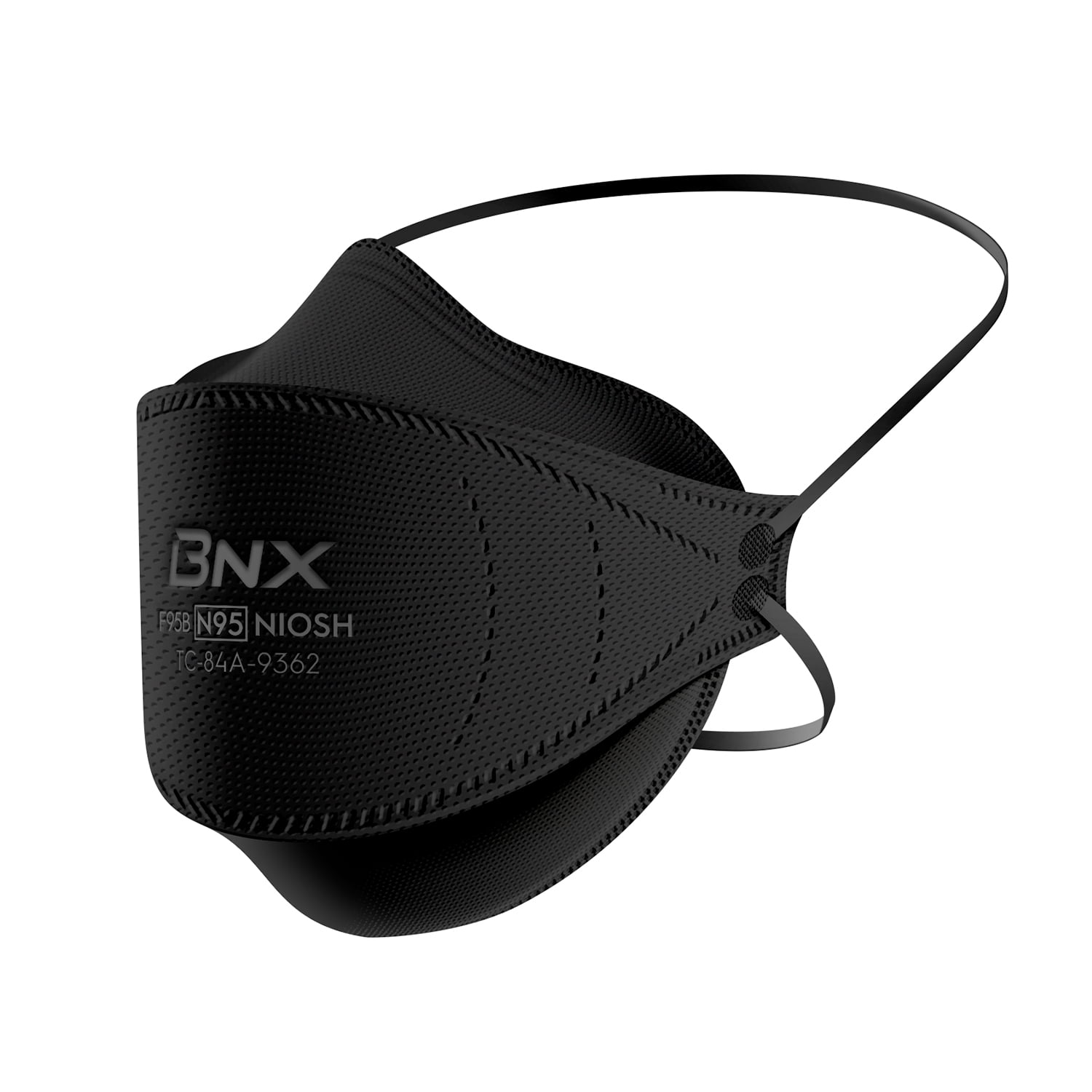 BNX N95 Black Respirator Face Mask, Tri-Fold Cup/Fish Style, 50