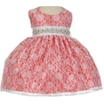 thumbnail image 1 of BNY Corner Baby Flower Girl Dress Overlay Lace Rhinestone Belt Coral (Baby) XL 1132BT, 1 of 3