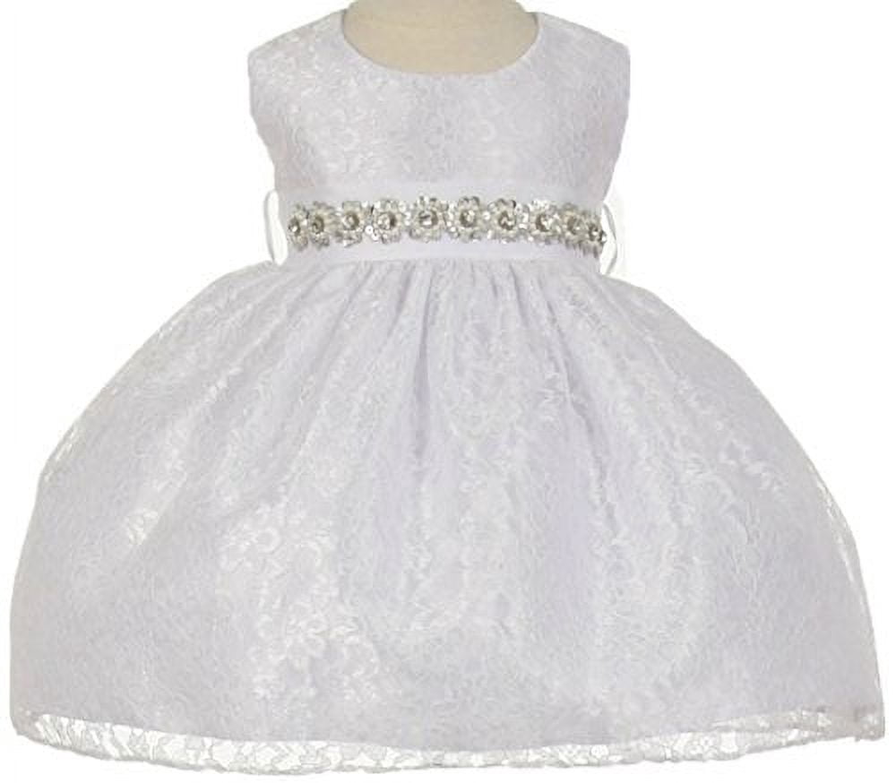 BNY Corner Flower Girl Dress With Sequin Lace Top & Rhinestone Belt - Sizes 4-14, Multiple Colors