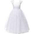 thumbnail image 1 of BNY Corner Cap Sleeves Floral Embrodiery Communion Flower Girl Dress Big Girl White 8 KD.222, 1 of 1