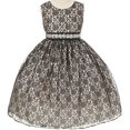 thumbnail image 1 of BNY Corner Flower Girl Dress Overlay Lace & Rhinestone Belt Black Black 12 1132BT, 1 of 1