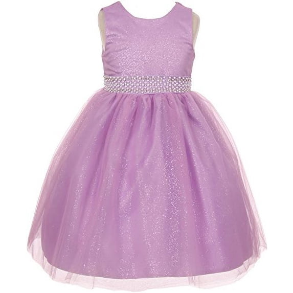 BNY Corner Flower Girl Dress Sparkly Tulle & Pearl Waist Line Little Girl Lilac 8 TR.1031