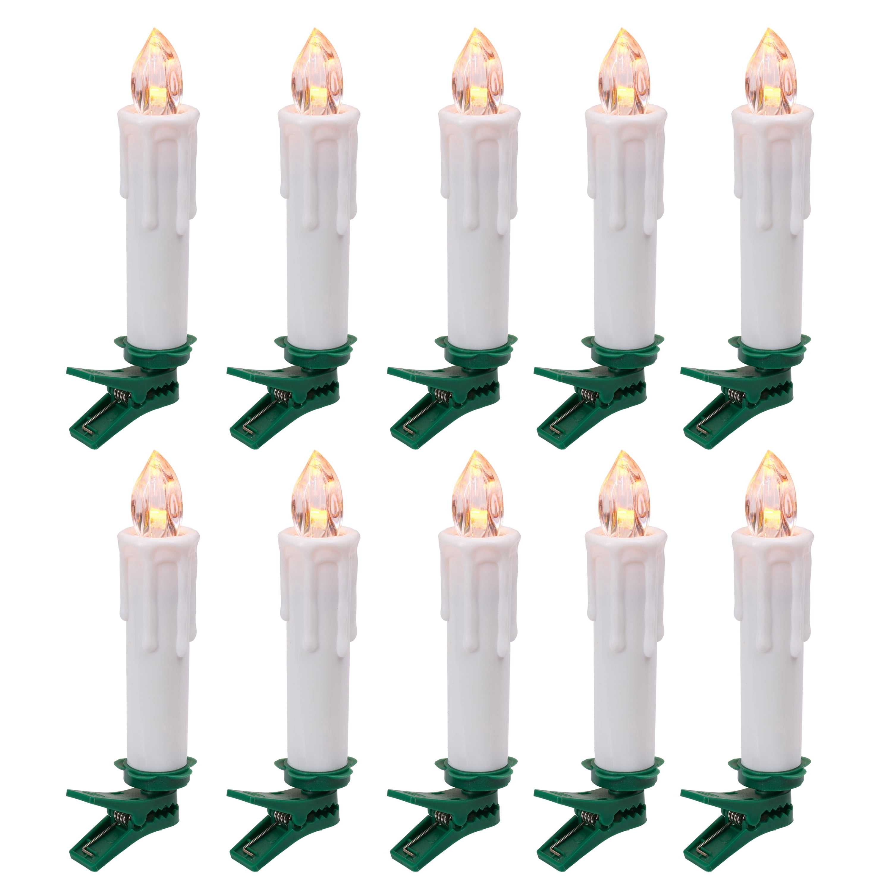 Indoor Battery-Operated LED Cordless Christmas Candle Clip Lights, 4", White, 10 Count, by Holiday Time