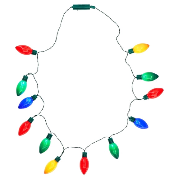 Battery-Operated LED 4-Function C9 Light Bulb Christmas Necklace, Multicolor, by Holiday Time