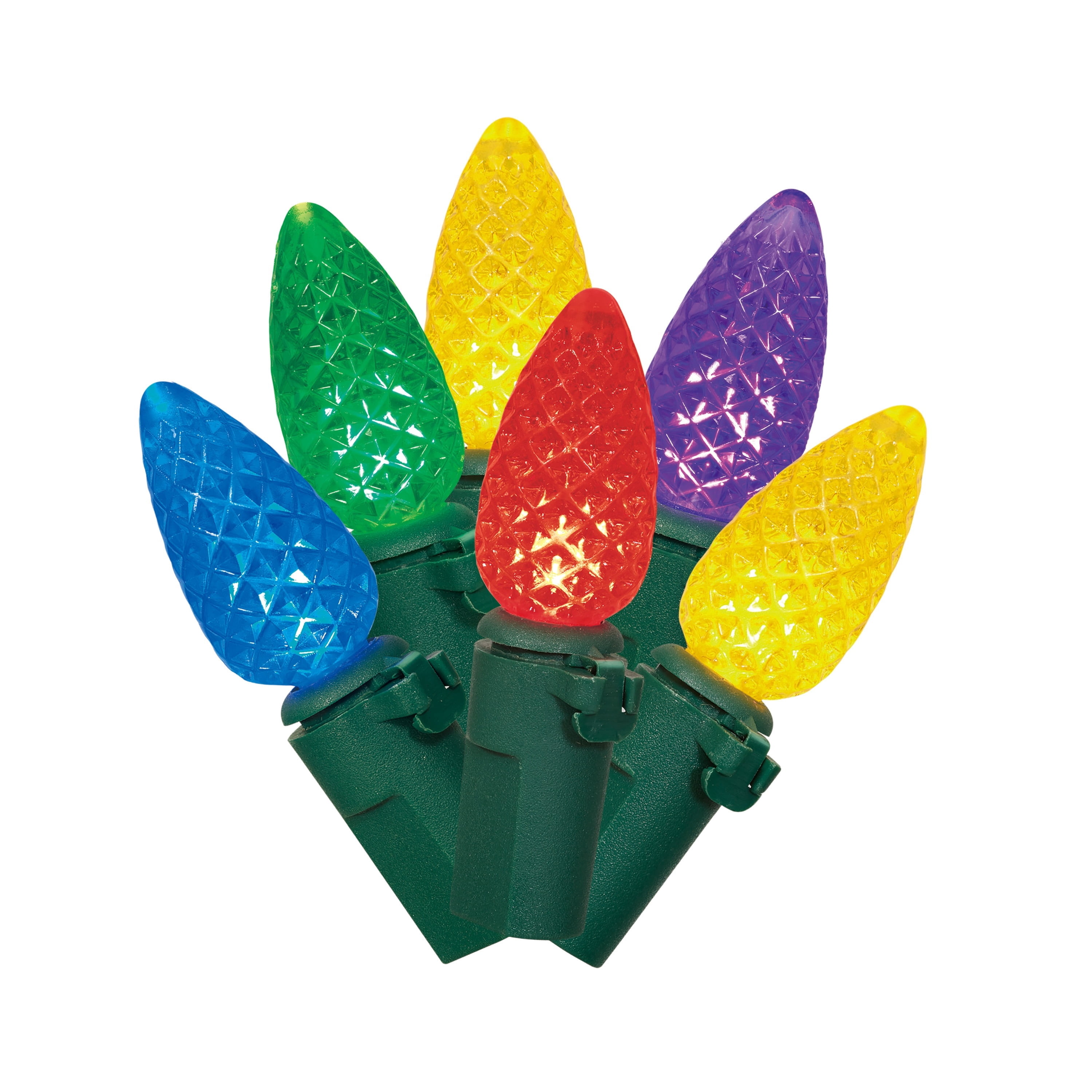 Indoor 20-Count Battery-Operated LED Diamond-Cut C3 Christmas String Lights, Multicolor, Green Wire, 6.33', by Holiday Time