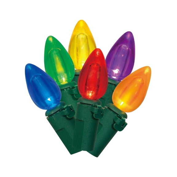Indoor 20-Count Battery-Operated LED Smooth C3 Christmas String Lights, Multicolor, Green Wire, 6.3', by Holiday Time
