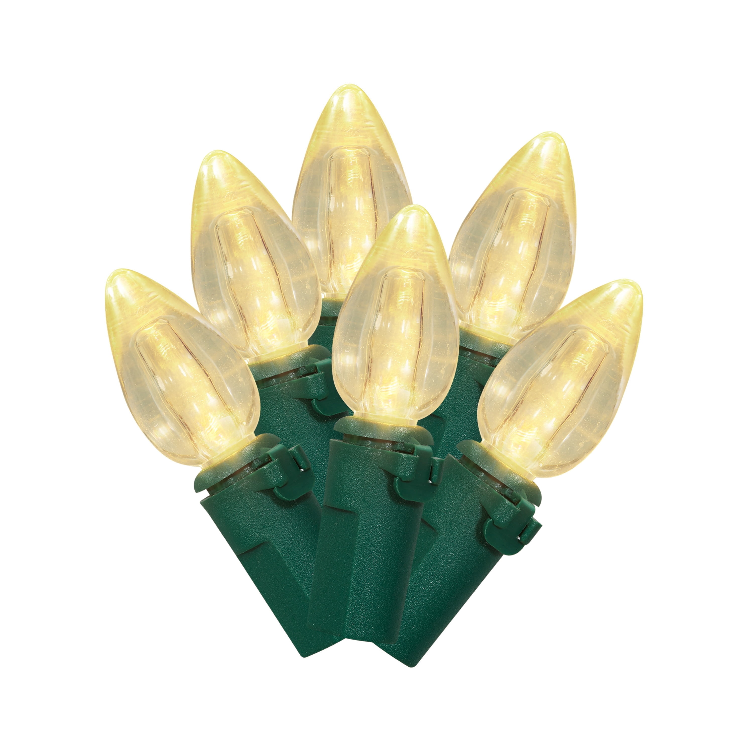 Indoor 20-Count Battery-Operated LED Smooth C3 Christmas String Lights, Warm White, Green Wire, 6.3', by Holiday Time