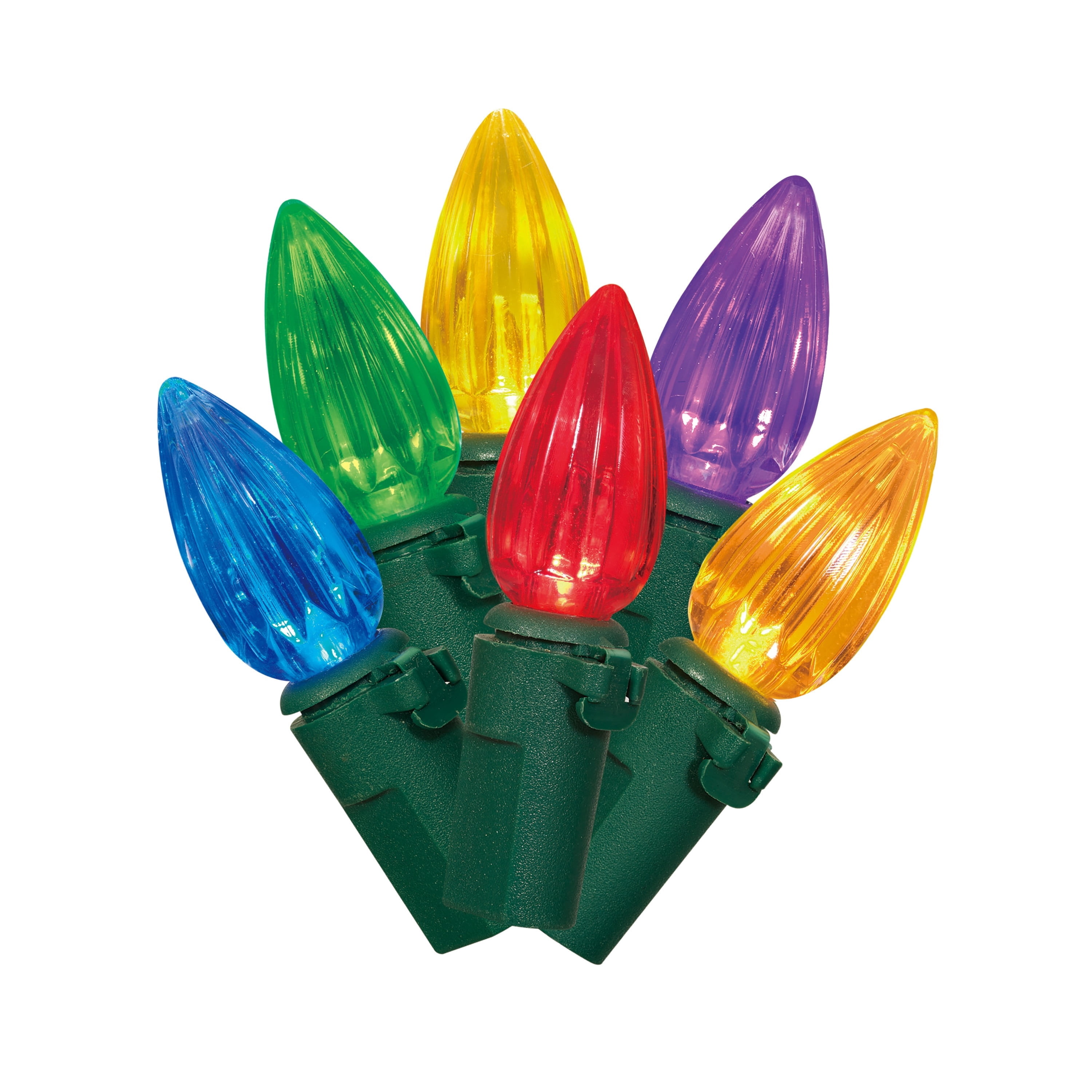 Indoor 20-Count Battery-Operated LED Vertical-Cut C3 Christmas String Lights, Multicolor, Green Wire, 6.33', by Holiday Time