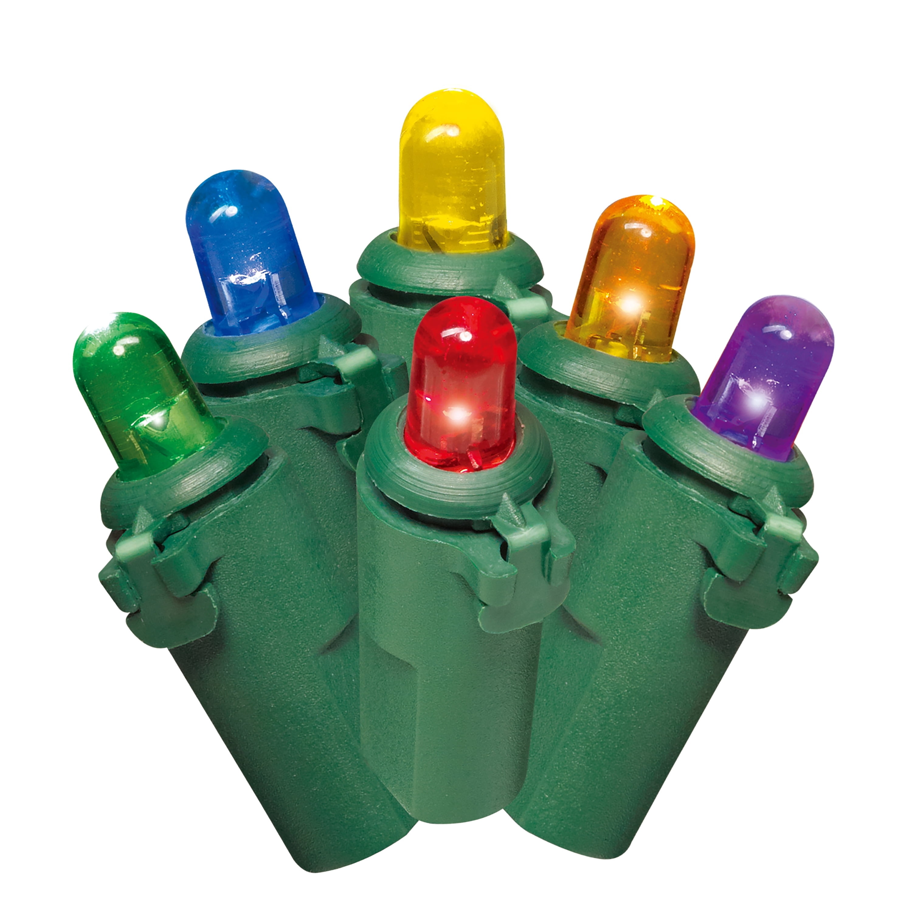Indoor 20-Count Battery-Operated LED Dome Christmas String Lights, Multicolor, Green Wire, 6.5', by Holiday Time