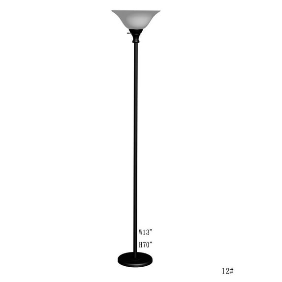 Cal Lighting 13" Metal and Glass Torchiere Floor Lamp in Black/Frosted White