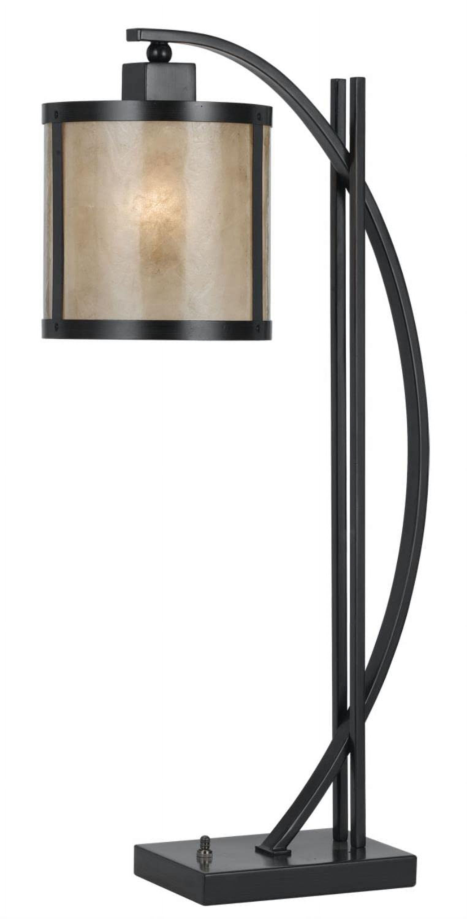 Iron Arc Table Lamp with Mica Shade, 26 Inches