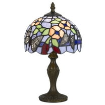 Cal Lighting Tiffany 14" Metal and Glass Accent Lamp in Antique Brass