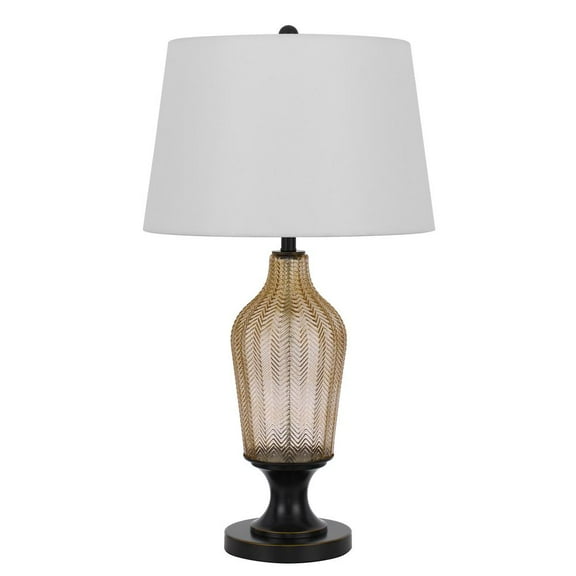 Cal Lighting 150W 3 Way Fluted Column Glass Table Lamp With Metal Base