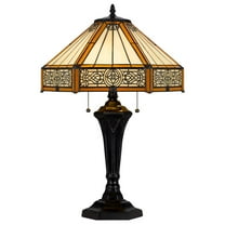 Cal Lighting 60W X 2 Metal/Resin Tiffany Table Lamp With Pull Chain Switches
