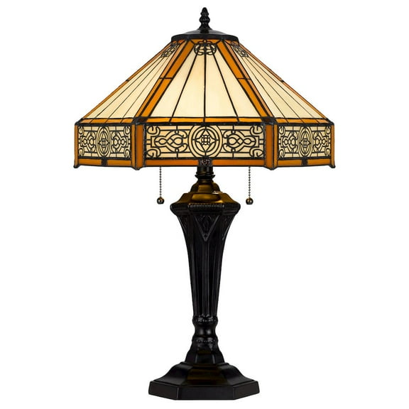Cal Lighting 60W X 2 Metal/Resin Tiffany Table Lamp With Pull Chain Switches