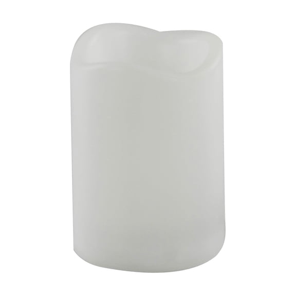 Indoor Battery-Operated LED Plastic Flameless Pillar Candle, White, 4", by Holiday Time
