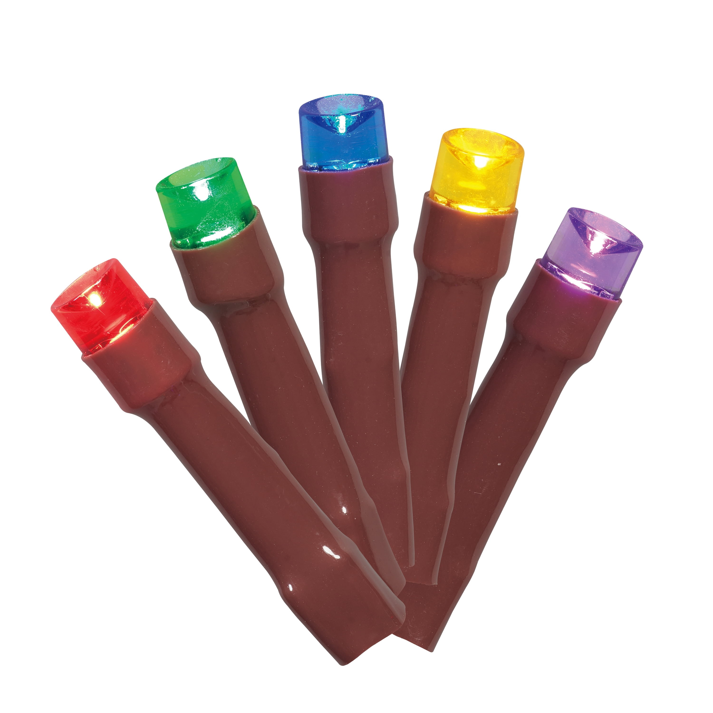 Indoor/Outdoor 50-Count Battery-Operated LED 8-Function Micro Christmas String Lights, Multicolor, Brown Wire, 12.5', by Holiday Time