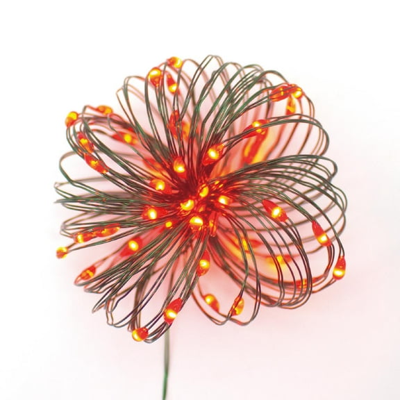 Indoor 50-Count Battery-Operated LED 3-Function Ultra Slim Wire Christmas String Lights, Red, 16.3', by Holiday Time