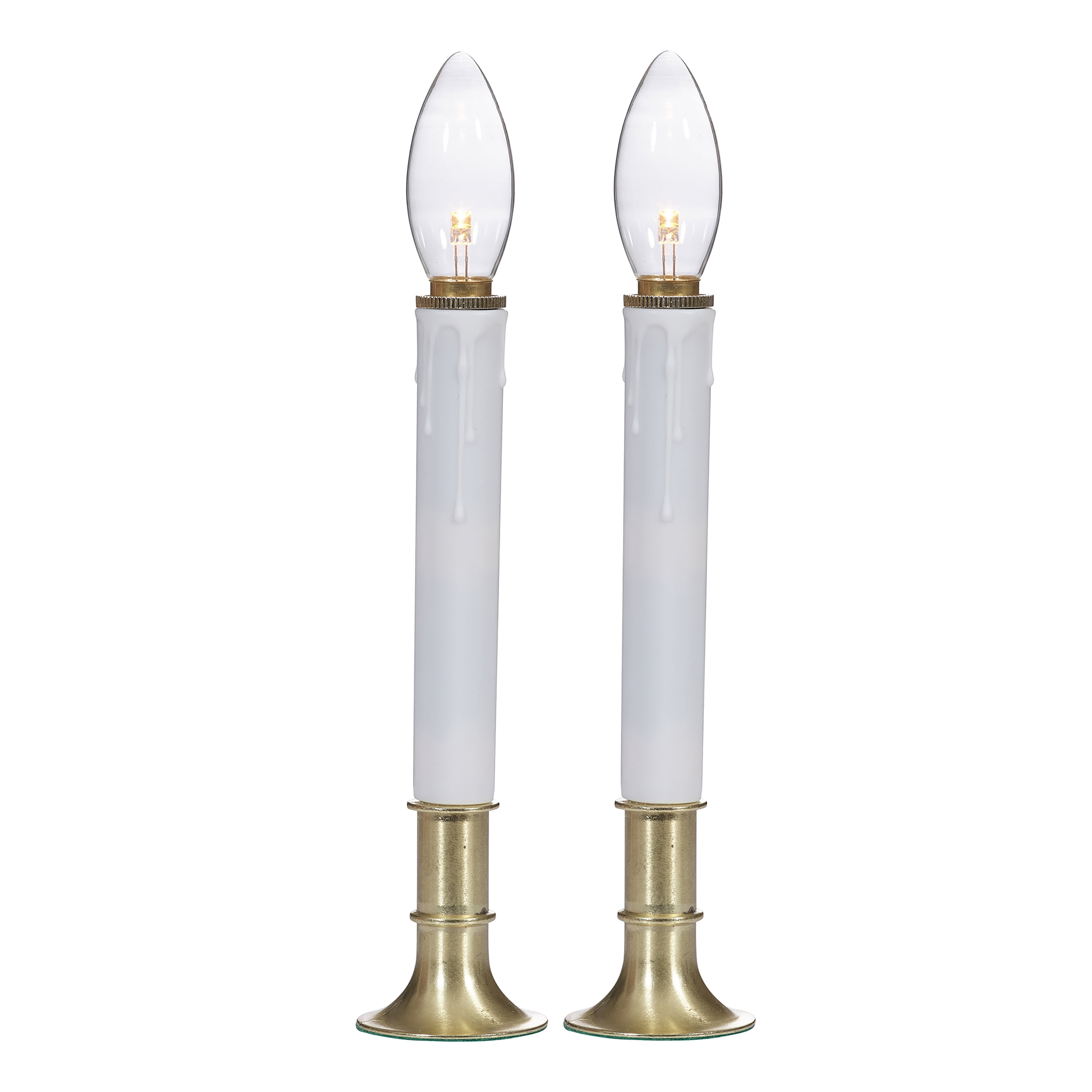 Indoor Battery-Operated LED Flameless Christmas Taper Candle Lamps, Warm White, 9", 2 Count, by Holiday Time