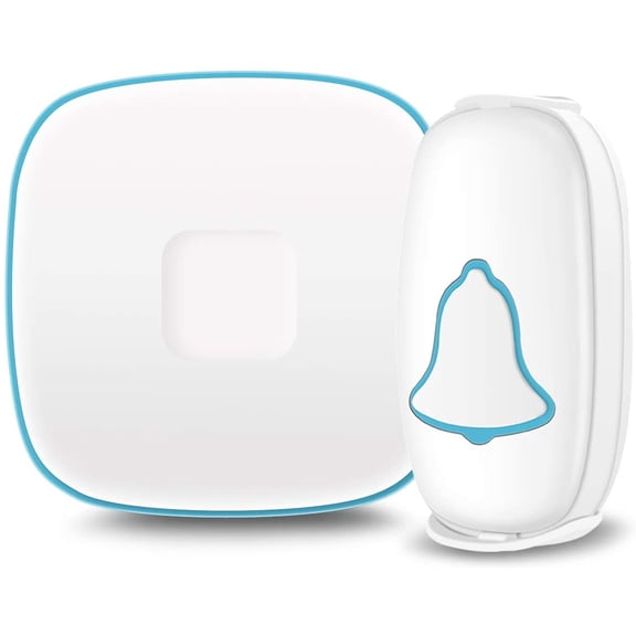 BO YING Wireless Doorbell, Bo Ying Waterproof Door Bell with 38 Melodies and Led Flash, Easy Install, 1000-Foot Range,1 Push Button & 1 Receiver, White