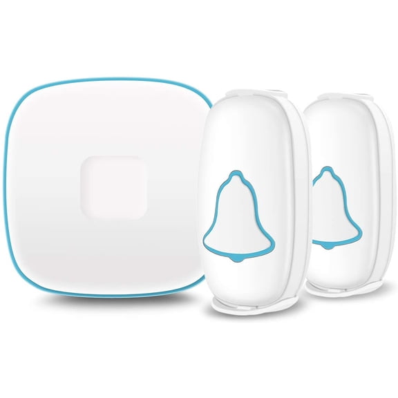 BO YING Wireless Doorbell, Waterproof Door Bell with 38 Melodies and Led Flash,1000-Foot Ran, 4 Level Volume, 2 Remote Buttons & 1 Receiver, (White)