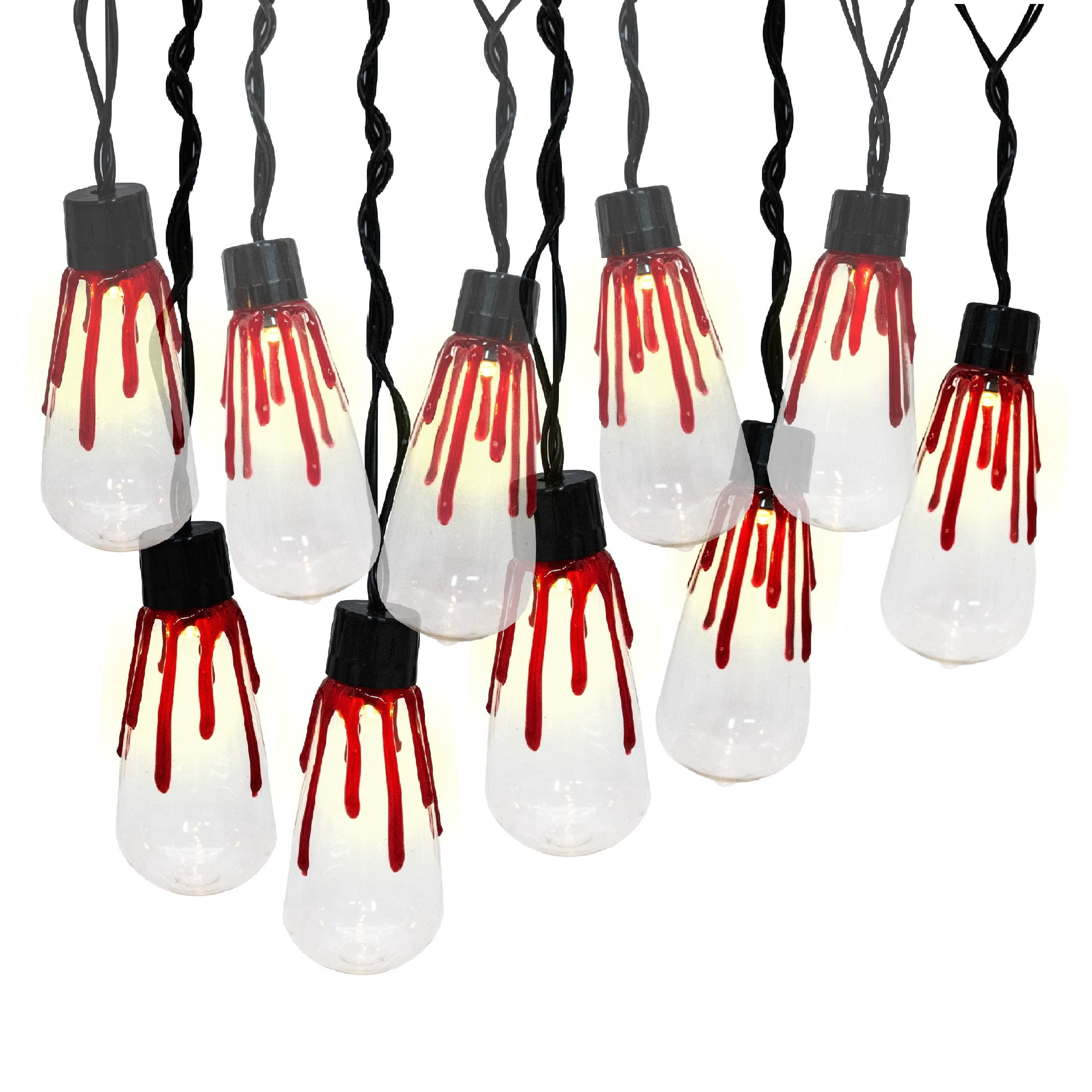 Indoor Battery-Operated LED Bloody Bulb Garland Lights, Warm White, 4.5', Halloween by Way To Celebrate