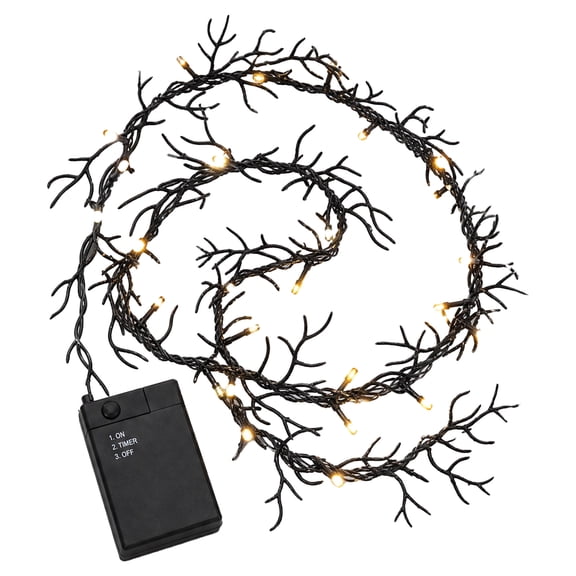 Indoor 36-Count Battery-Operated LED Garland Lights, Warm White, 5', Halloween by Way To Celebrate