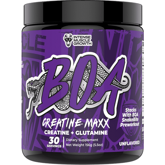 BOA Creatine Maxx Powder  Creatine & Glutamine Blend for Muscle Recovery, Strength & Performance Support  Unflavored  30 Servings