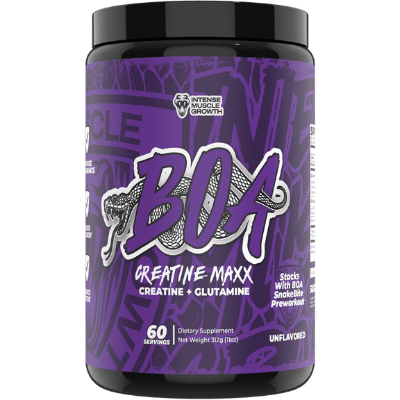 BOA Creatine Maxx Powder Creatine & Glutamine Blend for Strength, Recovery & Performance Support Unflavored 60 Servings