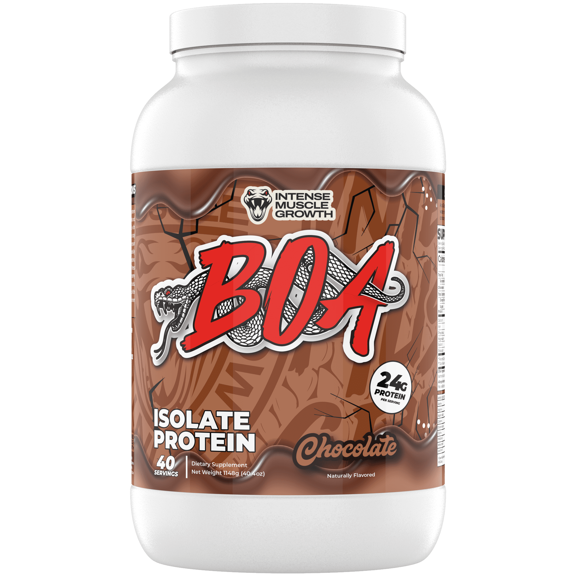 BOA Isolate Protein with Vitamin B6 and Zinc - Low-Sodium Whey Protein Isolate 24g of Protein per Scoop - (Chocolate - 40 Servings)