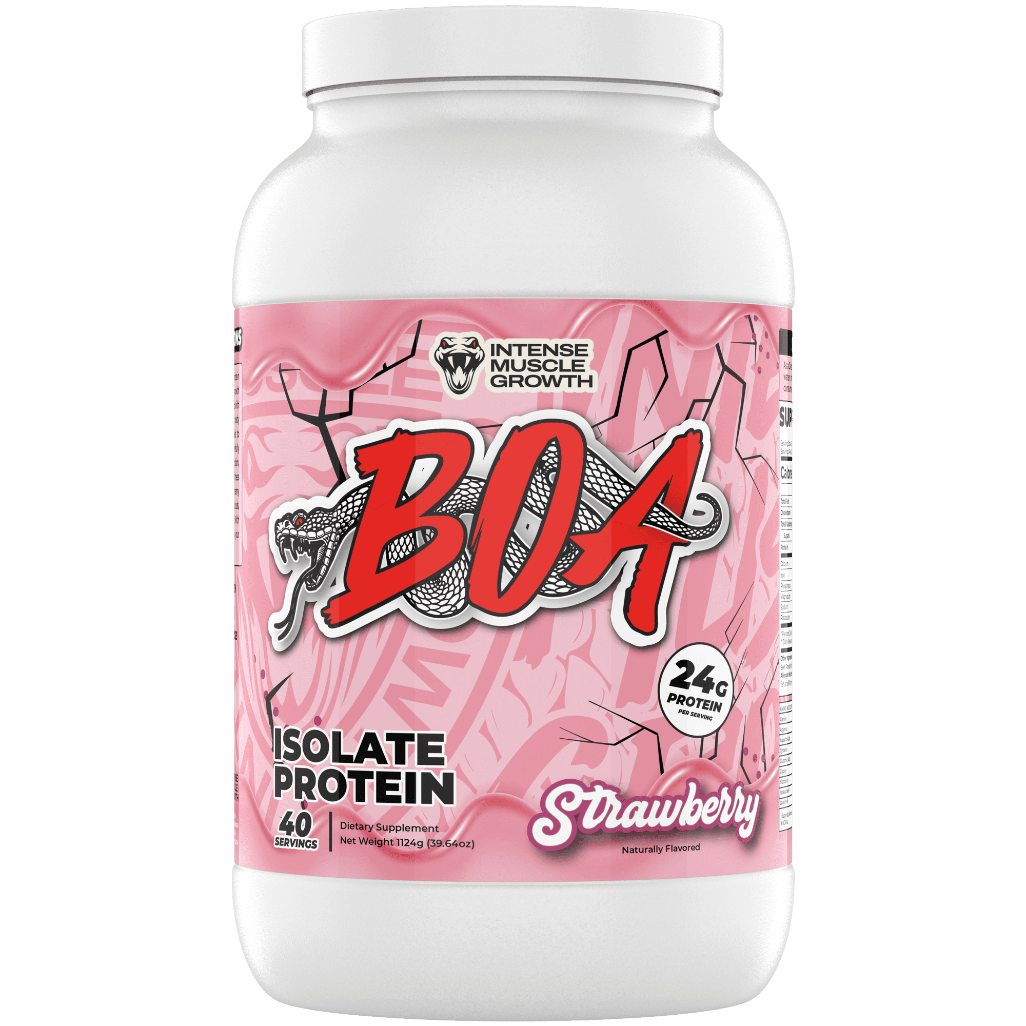BOA Isolate Protein with Vitamin B6 and Zinc - Low-Sodium Whey Protein Isolate 24g of Protein per Scoop - (Strawberry - 40 Servings)