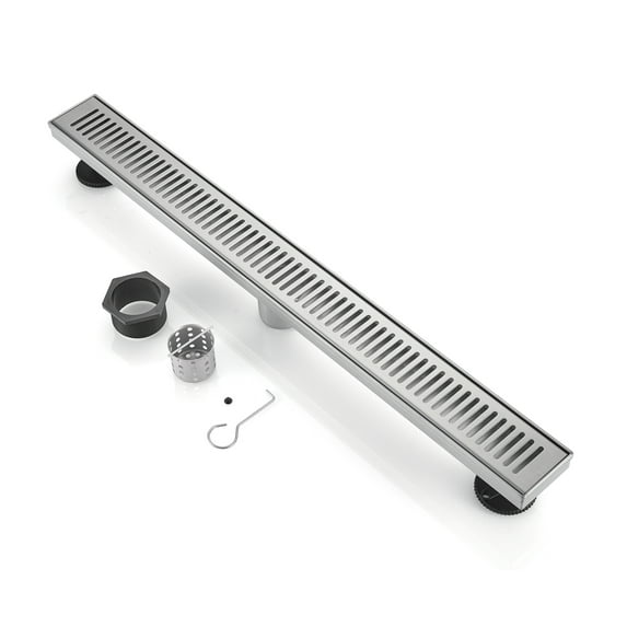 BOANN 304 Stainless Steel Rectangular Linear Shower Floor Drain in Gold 28" - Nickel