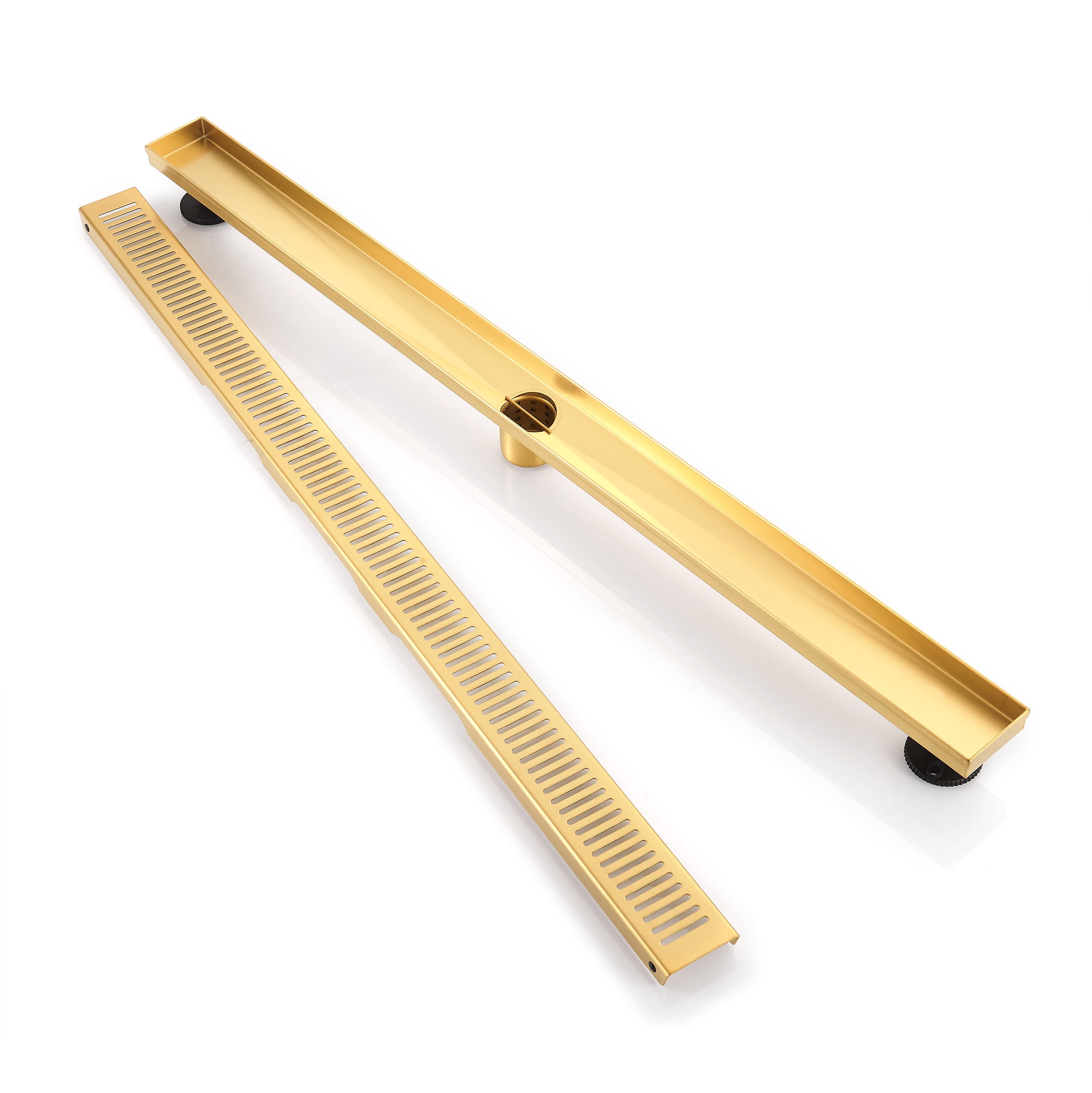 Rectangular Fin Drain BOANN 304 Stainless Steel Rectangular Linear Shower Floor Drain in Gold ...