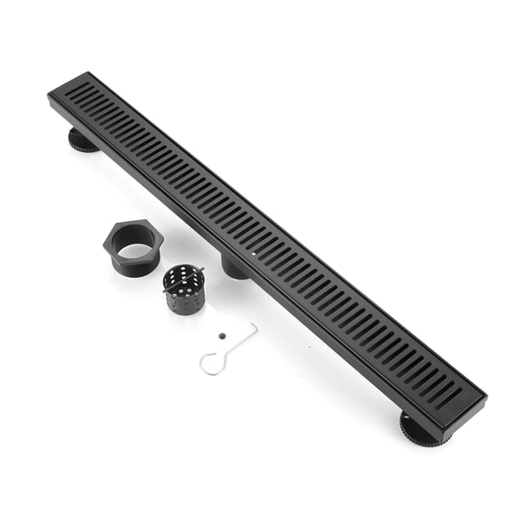 BOANN 304 Stainless Steel Rectangular Linear Shower Floor Drain in Gold Black - 28"