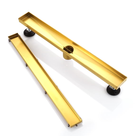 BOANN 304 Stainless Steel Rectangular Linear Shower Floor Drain in Gold Gold - 24"