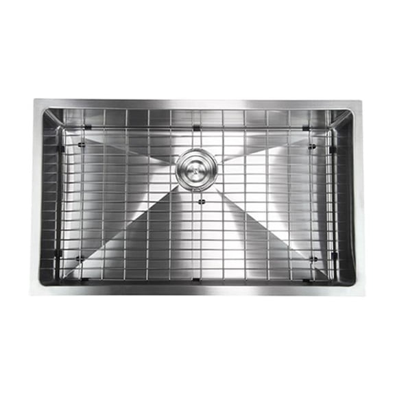 BOANN UMR3219 Hand Made R15 Single Bowl 32 x 19-Inch Undermount 304 Stainless Steel Kitchen Sink- 16-Gauge with GRID
