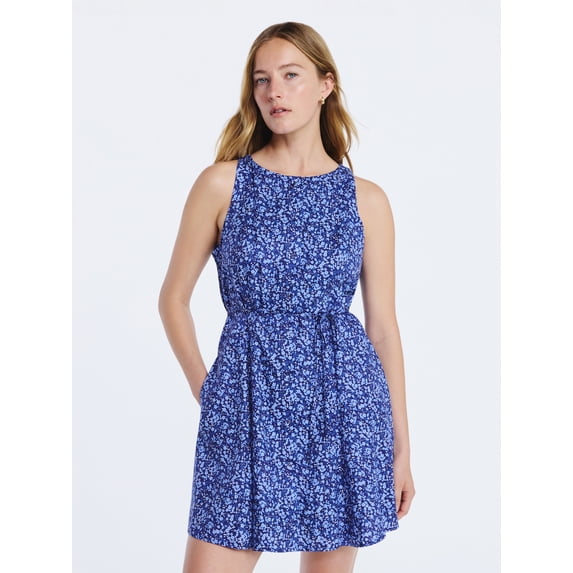 Free Assembly Women's and Women's Plus Cotton Boatneck Mini Dress, Sizes XS-4X