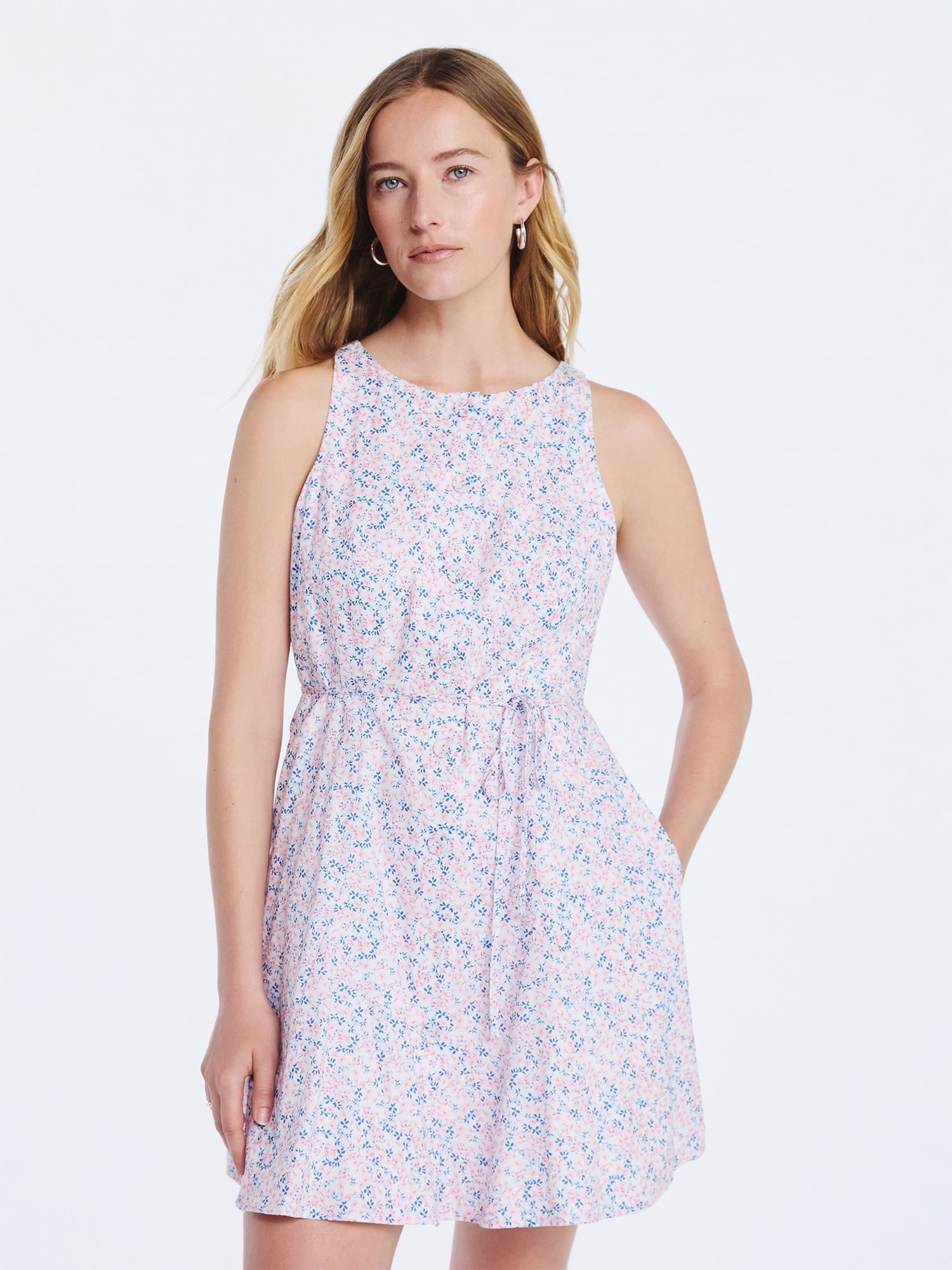 Free Assembly Women's and Women's Plus Cotton Boatneck Mini Dress, Sizes XS-4X