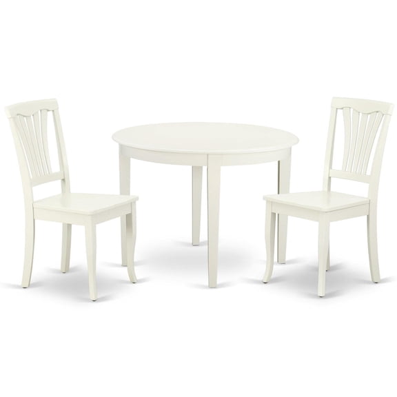 BOAV3-LWH-W Kitchen Set - Sleek Linen White Finish, Modern Design, Solid Wood Chairs, Ergonomic & Comfortable, Budget-Friendly & Durable
