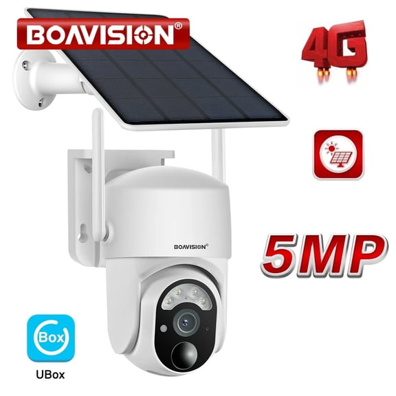 BOAVISION 4G LTE Cellular Solar Security Camera Wireless Outdoor, Alert PTZ Cameras with 5MP HD Night Vision, PIR Motion Sensor, 2 Way Audio, No WiFi Needed Security Camera