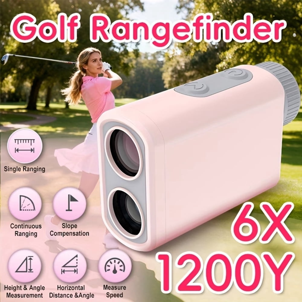 BOAYAL 1200 Yards Pink Golf Rangefinder with Slope Flag Lock Vibration 6X Magnification 750mAh Rechargeable Laser Range Finder for Golfing Hunting Women Gift