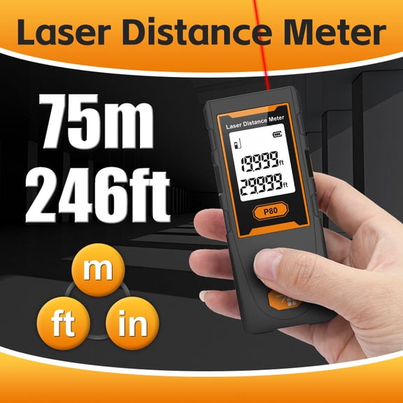 BOAYAL Laser Distance Meter 246ft with 1/16in Accuracy Distance/Volume/Area/Pythagorean Mode Digital Laser Measuring Tool Measurement Device
