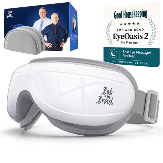 Bob and Brad Eye Massager EyeOasis 2 Heated Eye Mask for Migraines with Music, Smart Migraine Massager Warm Compress for Migraines, Dry Eyes, and Eye Strain Relief